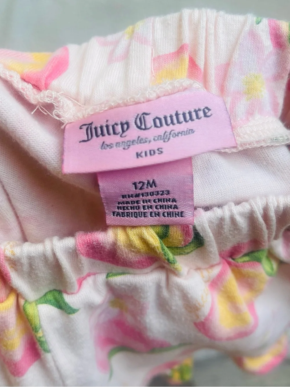 Juicy Couture Pink Peach Print Ruffle Tank & Shorts Set for baby girl